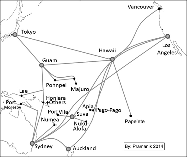 Figure2: Major Submarine Fiber Optic Cable network in Oceania