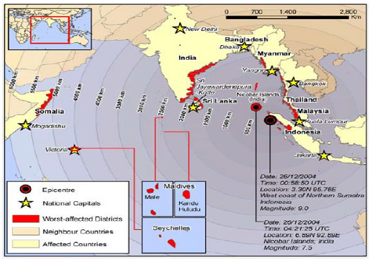  Figure 1: Twelve Countries Affected by the 2004 Tsunami
