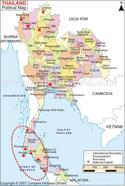 Figure 3: Areas of Thailand Affected by the 2004 Tsunami.